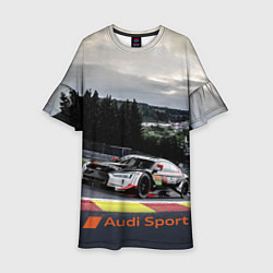Платье клеш для девочки Audi Sport Racing team Ауди Спорт Гоночная команда, цвет: 3D-принт