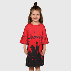 Платье клеш для девочки Чаосеум Рок Лого, цвет: 3D-принт — фото 2