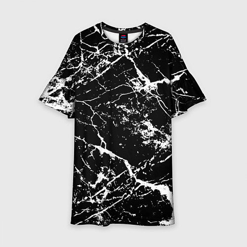 Детское платье Текстура чёрного мрамора Texture of black marble / 3D-принт – фото 1