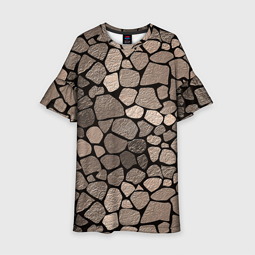 Детское платье Черно-коричневая текстура камня / 3D-принт – фото 1