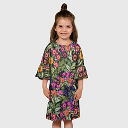 Платье клеш для девочки Цветы Фиолетовые Рудбеки, цвет: 3D-принт — фото 2