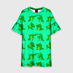 Платье клеш для девочки FUNNY CROCODILES, цвет: 3D-принт