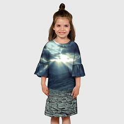 Платье клеш для девочки Трещины на земле пустыня, цвет: 3D-принт — фото 2