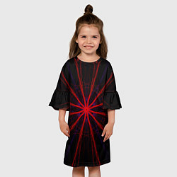 Платье клеш для девочки Красный эфир 3D - абстракция, цвет: 3D-принт — фото 2
