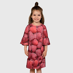 Платье клеш для девочки Малина - ягоды, цвет: 3D-принт — фото 2