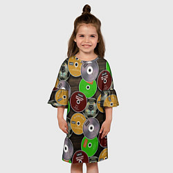 Платье клеш для девочки Диски группы OASIS, цвет: 3D-принт — фото 2