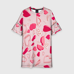 Платье клеш для девочки 3D hearts, цвет: 3D-принт