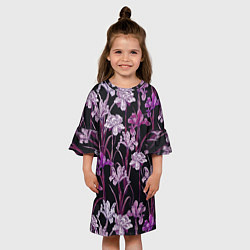 Платье клеш для девочки Цветы Фиолетовые Ирисы, цвет: 3D-принт — фото 2
