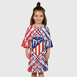 Платье клеш для девочки Атлетико мадрид краска, цвет: 3D-принт — фото 2