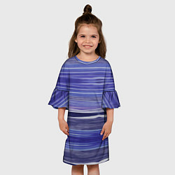 Платье клеш для девочки Абстрактный синий полосатый узор, цвет: 3D-принт — фото 2