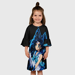 Платье клеш для девочки Сейлор Меркурий -гениальная школьница, цвет: 3D-принт — фото 2