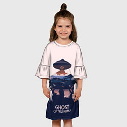 Платье клеш для девочки Призрак Цусимы Самурай, цвет: 3D-принт — фото 2
