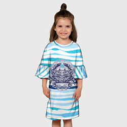 Платье клеш для девочки Синий крабик, цвет: 3D-принт — фото 2