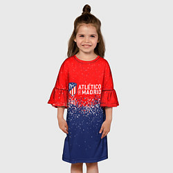 Платье клеш для девочки Atletico madrid атлетико мадрид брызги красок, цвет: 3D-принт — фото 2
