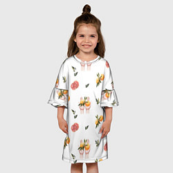 Платье клеш для девочки Узор Руки и Апельсины, цвет: 3D-принт — фото 2