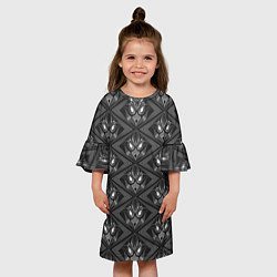 Платье клеш для девочки Черно-белый современный узор арт-деко, цвет: 3D-принт — фото 2