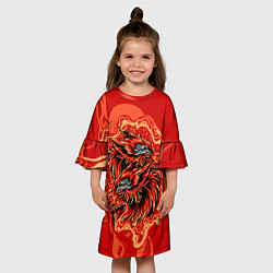 Платье клеш для девочки Огненные лисы, цвет: 3D-принт — фото 2