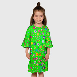 Платье клеш для девочки TEXTURE OF MULTICOLORED FLOWERS, цвет: 3D-принт — фото 2