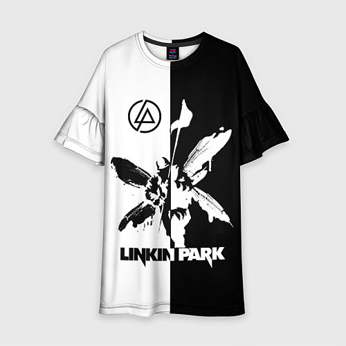 Детское платье Linkin Park логотип черно-белый / 3D-принт – фото 1