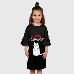 Платье клеш для девочки Неприветливый кот, цвет: 3D-принт — фото 2