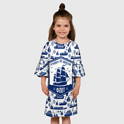 Платье клеш для девочки Морской и речной флот, цвет: 3D-принт — фото 2