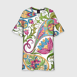 Платье клеш для девочки Fashionable floral Oriental pattern Summer 2025, цвет: 3D-принт