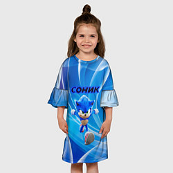 Платье клеш для девочки Sonic абстракция, цвет: 3D-принт — фото 2