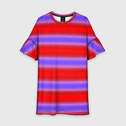 Платье клеш для девочки Striped pattern мягкие размытые полосы красные фио, цвет: 3D-принт