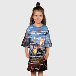 Платье клеш для девочки Сленг геймера танкиста, цвет: 3D-принт — фото 2