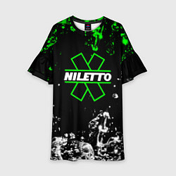 Платье клеш для девочки Нилето niletto текстура воды, цвет: 3D-принт