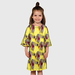 Платье клеш для девочки Попугай Корелла Орёт Мем, цвет: 3D-принт — фото 2