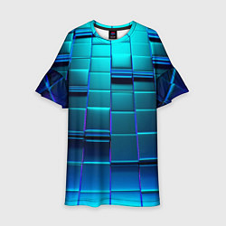 Платье клеш для девочки BLUE SQUARES, цвет: 3D-принт