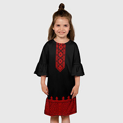 Платье клеш для девочки Черная славянская рубаха, цвет: 3D-принт — фото 2