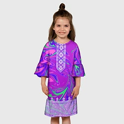 Платье клеш для девочки Славянская рубаха с разводами, цвет: 3D-принт — фото 2