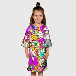 Платье клеш для девочки COLORED LILIES, цвет: 3D-принт — фото 2