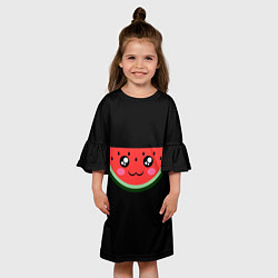 Платье клеш для девочки Арбузик на черном фоне, цвет: 3D-принт — фото 2