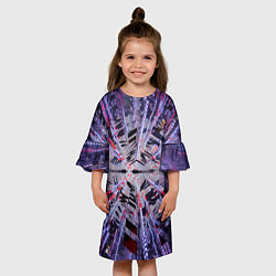 Платье клеш для девочки Неоновый абстрактный коридор - Фиолетовый, цвет: 3D-принт — фото 2