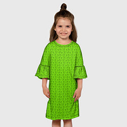 Платье клеш для девочки Зеленые волнистые узоры, цвет: 3D-принт — фото 2
