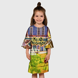 Платье клеш для девочки Hello Neighbor: Дом, цвет: 3D-принт — фото 2