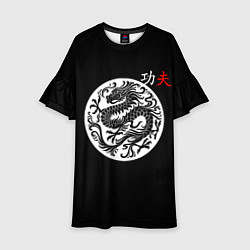 Детское платье Кунг-фу китайский дракон и надпись на китайском