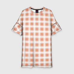 Платье клеш для девочки Light beige plaid fashionable checkered pattern, цвет: 3D-принт