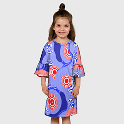 Платье клеш для девочки Сине-красная психоделика, цвет: 3D-принт — фото 2