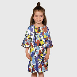 Платье клеш для девочки Смелые мазки яркой краски на холсте, цвет: 3D-принт — фото 2