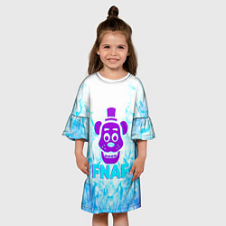 Платье клеш для девочки Five Nights At Freddys - синий огонь на белом фоне, цвет: 3D-принт — фото 2