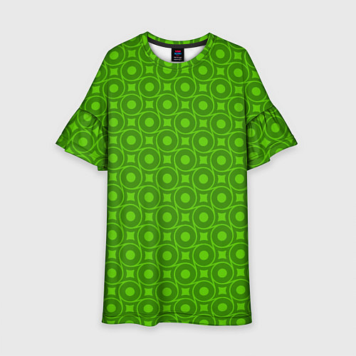 Детское платье Зеленые круги и ромбы / 3D-принт – фото 1