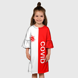 Платье клеш для девочки COVID - ВИРУС, цвет: 3D-принт — фото 2