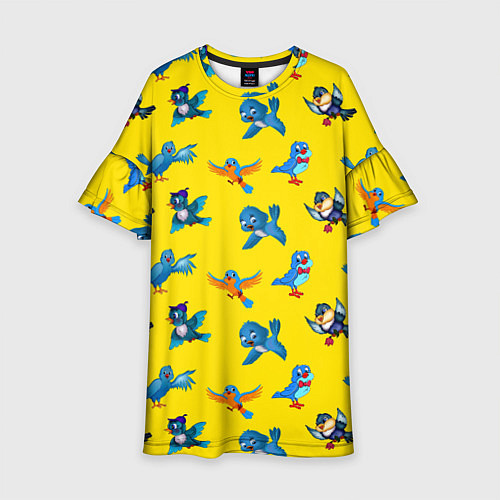 Детское платье Мультяшные птицы / 3D-принт – фото 1