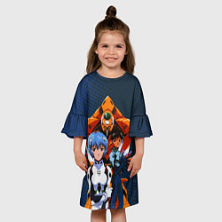 Платье клеш для девочки Синдзи Икари, Рей Аянами и робот, цвет: 3D-принт — фото 2