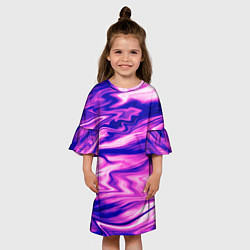 Платье клеш для девочки Розово-фиолетовый мраморный узор, цвет: 3D-принт — фото 2