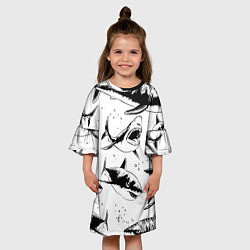 Платье клеш для девочки Кровожадные акулы - стая, цвет: 3D-принт — фото 2